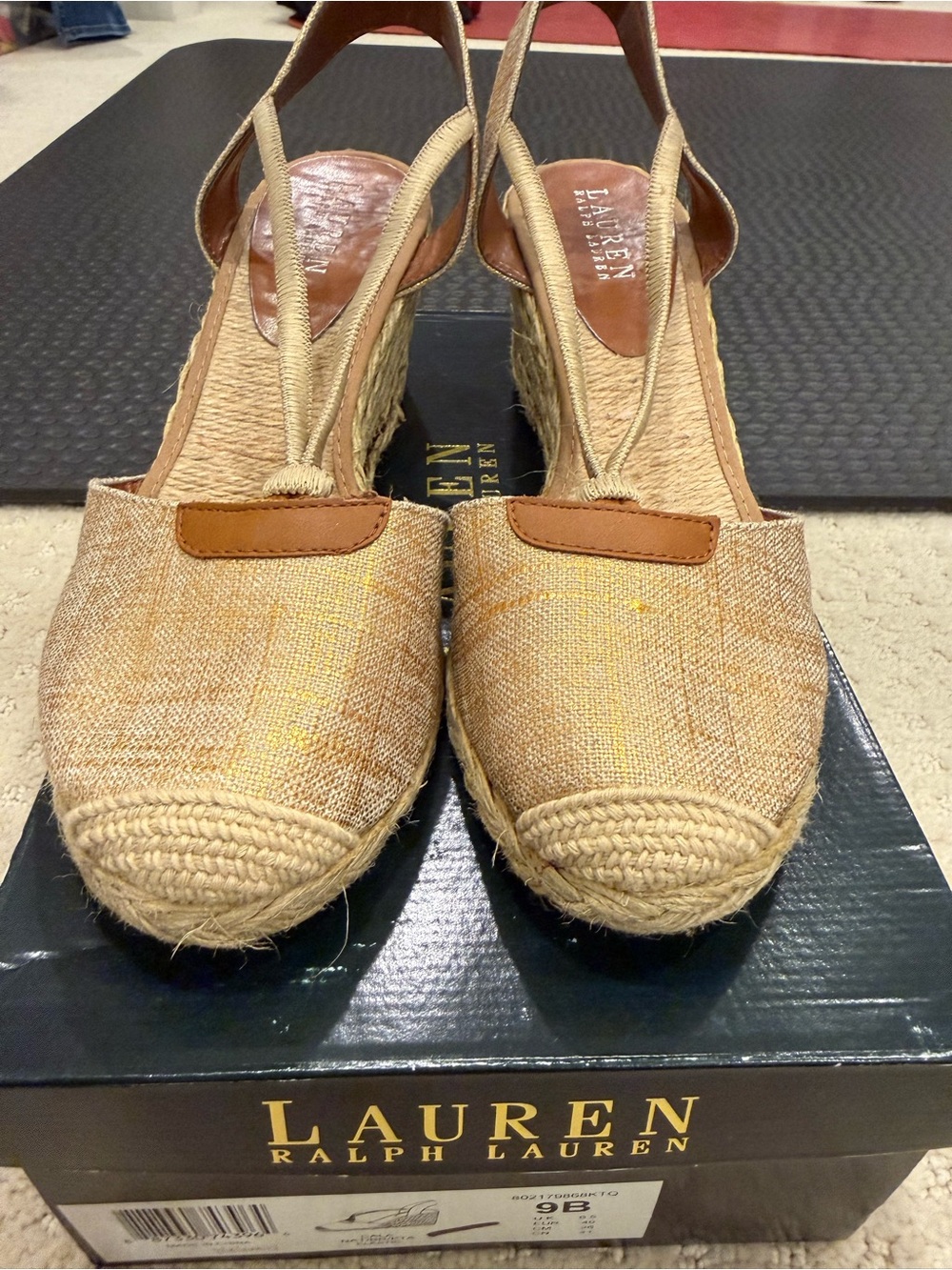 Lauren Ralph Lauren Tan Espadrille Wedge Slingback